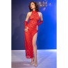 Chilirose - Cr 4853 Robe En Dentelle Rouge Avec Gants S/M
